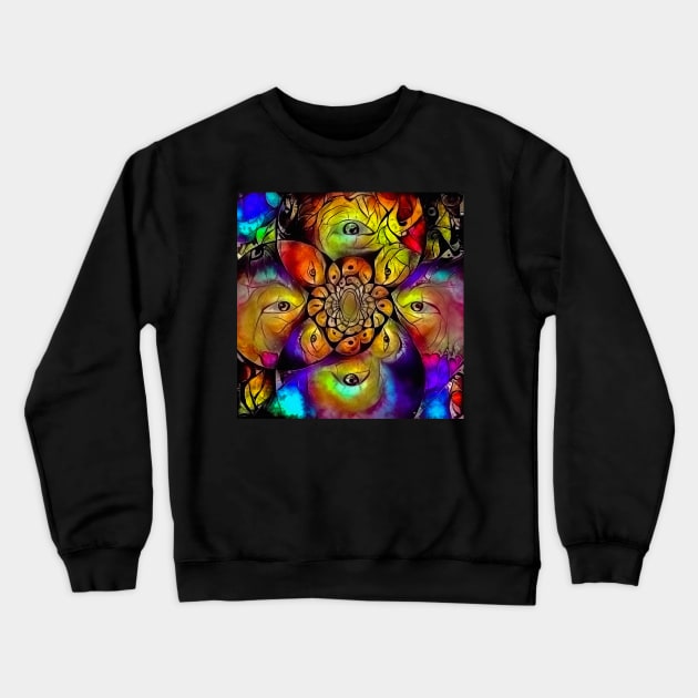 Abstract fractal with eyes Crewneck Sweatshirt by rolffimages